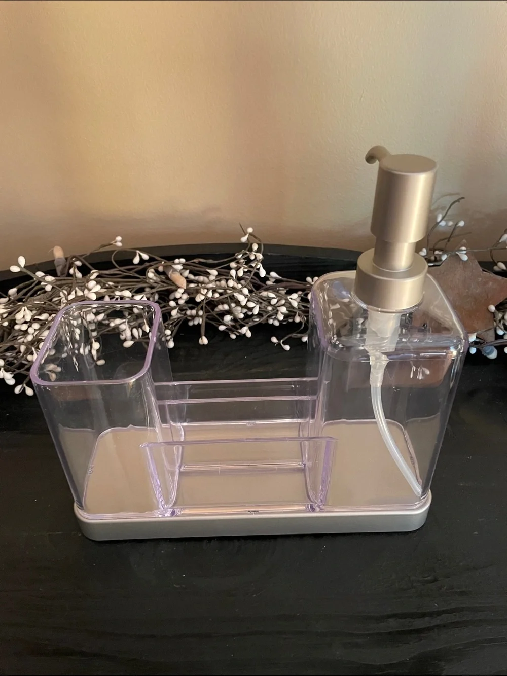 NEW! Clear Plastic Kitchen/Bath Organizer with Gold Dispenser Pump
